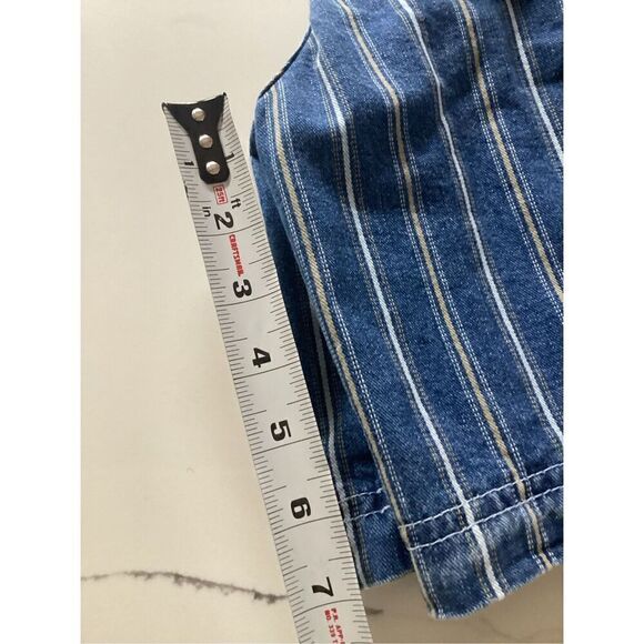 NEW Vintage Sasson 90’s Striped Denim Shorts with Belt - Picture 7 of 9